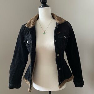 Black Corduroy with Brown Sherpa Jacket